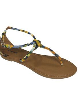 Qupid Athena-1304 Women’s Flat Sandals Ankle Strap Thong Boho Sandal - Yellow